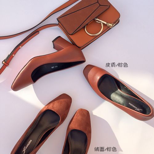 Chaussures de printemps femme en fibre Superfine tête carrée - Europe semelle caoutchouc Ref 994574
