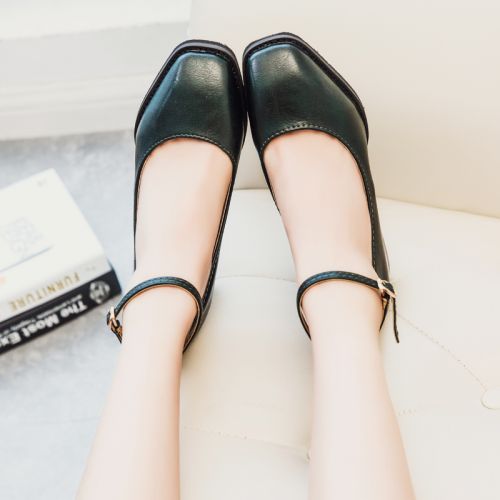 Chaussures de printemps femme en PU tête carrée - Europe semelle caoutchouc Ref 994578