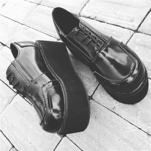 Chaussures de printemps femme en PU ronde avec lacets, Génoise, étanche - japonais semelle caoutchouc Ref 994580