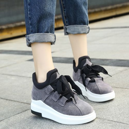 Chaussures de printemps femme en PU ronde avec lacets, Modèles mélangées, Génoise - semelle caoutchouc Ref 994595