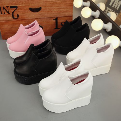Chaussures de printemps femme en PU ronde ouverture profonde, Wedges, Génoise, étanche - semelle caoutchouc Ref 994615