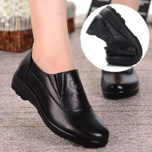 Chaussures de printemps femme en Première couche cuir ronde Fleurs - confortable semelle polyuréthane Ref 994621