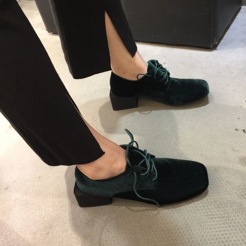 Chaussures de printemps femme en tête carrée avec lacets - semelle fond composite Ref 994643