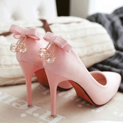 Chaussures de printemps femme en pointu ouverture profonde, avec perles, décoration métallique - Europe semelle c