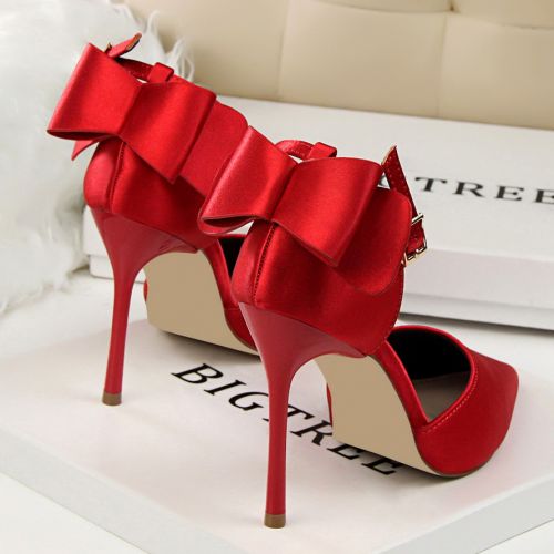 Chaussures de printemps femme en satin BIGTREE pointu arc, ouverture profonde- semelle caoutchouc - Ref 994675