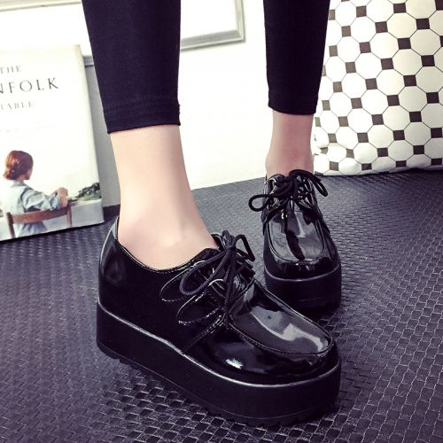 Chaussures de printemps femme en PU ronde avec lacets, Wedges, Génoise, étanche - Angleterre Ref 994685