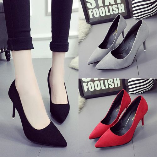 Chaussures de printemps femme en pointu ouverture profonde- semelle caoutchouc - Ref 994691