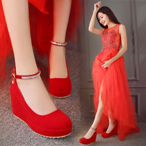 Chaussures de printemps femme en ronde ouverture profonde, moraillon, paillette, Wedges, Génoise, étanche,