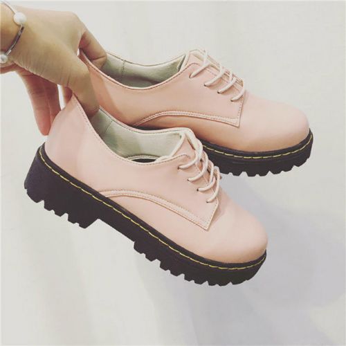 Chaussures de printemps femme en PU ronde étanche, Génoise, avec lacets - Angleterre semelle caoutchouc Ref 994751
