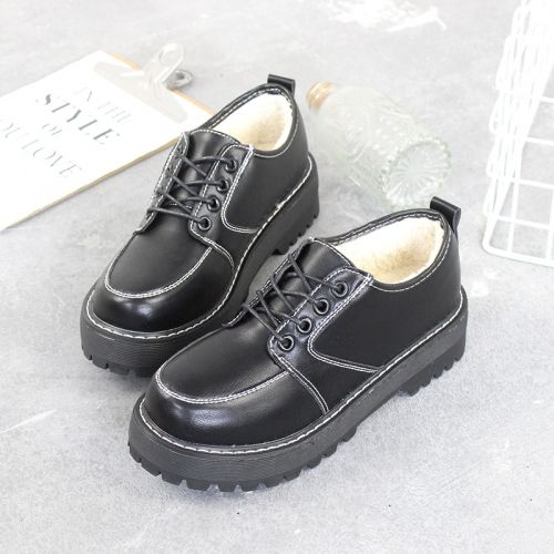 Chaussures de printemps femme en PU ronde Génoise, étanche, Style romain - collège semelle caoutchouc Ref 994754