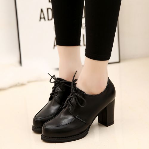 Chaussures de printemps femme en PU ronde - Europe semelle fond composite Ref 994773