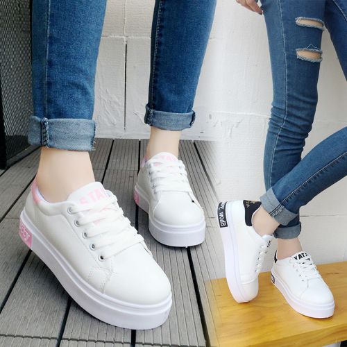 Chaussures de printemps femme en PU ronde avec lacets, Génoise, étanche - semelle fond composite Ref 994781