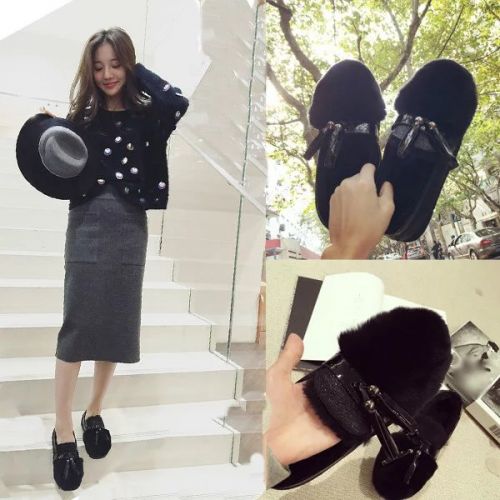 Chaussures de printemps femme en PU ronde Génoise, houppe - semelle caoutchouc Ref 994782