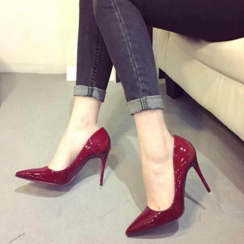 Chaussures de printemps femme en Manteau peinture pointu ouverture profonde- Europe - semelle caoutchouc Ref 994804