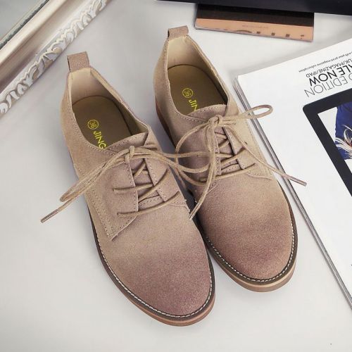 Chaussures de printemps femme en vache, Nubuck, JINGYUAN ronde avec lacets, - Angleterre semelle TPR
