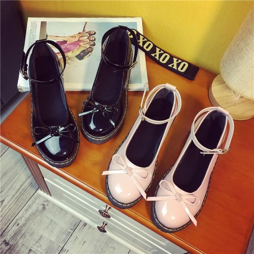 Chaussures de printemps femme en PU ronde moraillon, arc - japonais semelle caoutchouc Ref 994825