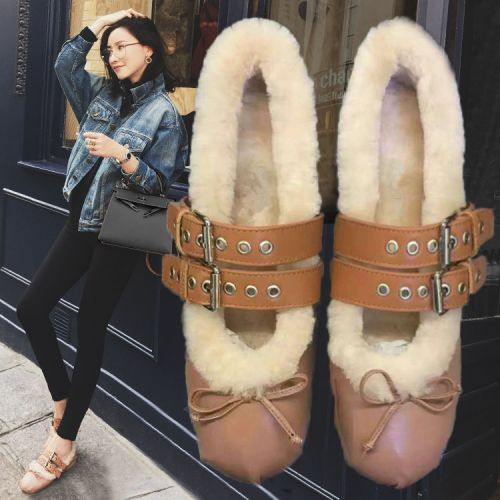 Chaussures de printemps femme en PU ronde boucle ceinture - semelle caoutchouc Ref 994826