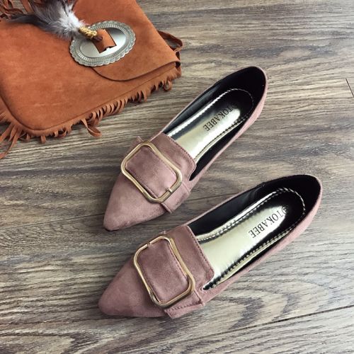 Chaussures de printemps femme en pointu boucle ceinture - Europe semelle caoutchouc Ref 994845
