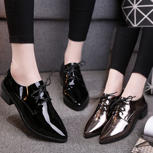 Chaussures de printemps femme en Manteau peinture pointu avec lacets, Style romain - Angleterre semelle ca