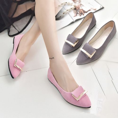 Chaussures de printemps femme en PU FURREZIO pointu ouverture profonde, décoration métallique - semelle caoutchouc Ref 994