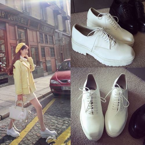 Chaussures de printemps femme en PU ronde avec lacets, - semelle fond composite Ref 994951