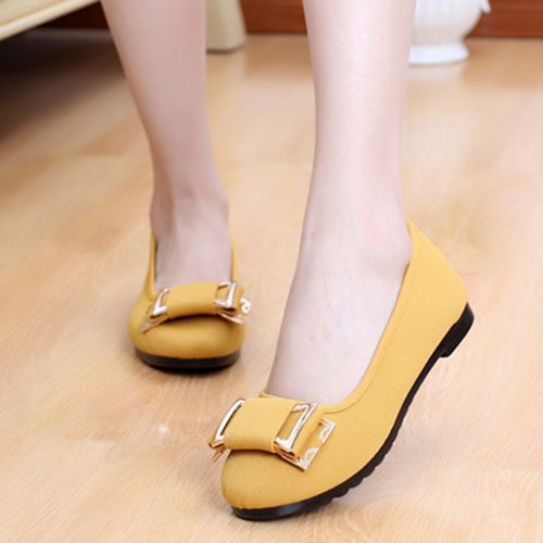 Chaussures de printemps femme en tissu ronde ouverture profonde, paillette - loisir semelle fond composite Ref 994978