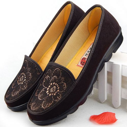 Chaussures de printemps femme en tissu ronde ouverture profonde, Fleurs, paillette, Modèles mélangées, Wedges, brodé, T-zone