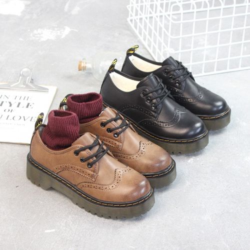 Chaussures de printemps femme en PU ronde ouverture profonde, avec lacets, étanche, Style romain - collège semelle ca