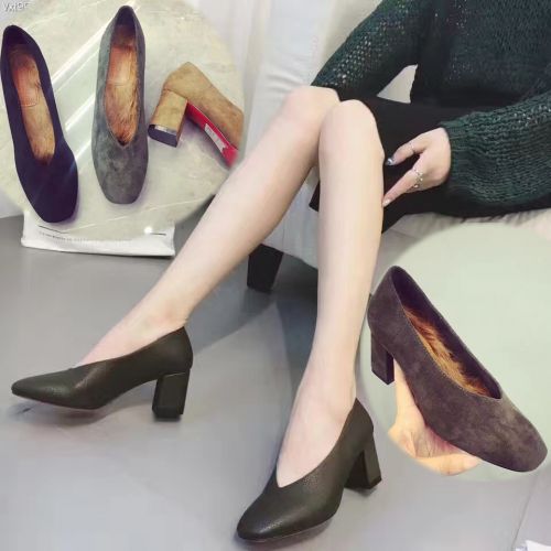 Chaussures de printemps femme en tête carrée ouverture profonde, - Ref 995020