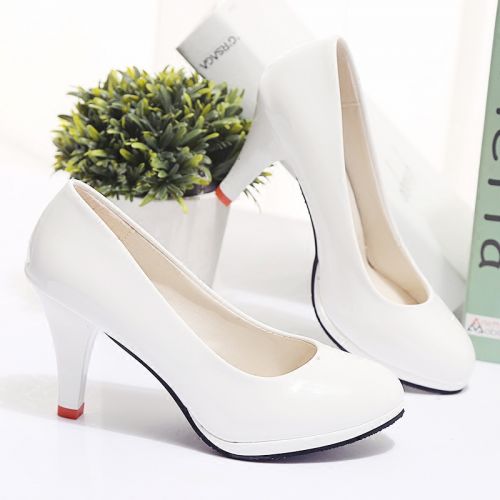 Chaussures de printemps femme en PU ronde ouverture profonde- semelle caoutchouc - Ref 995099