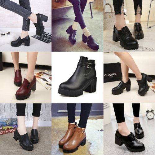 Chaussures de printemps femme en PU ronde Génoise, étanche - Angleterre semelle polyuréthane Ref 995117