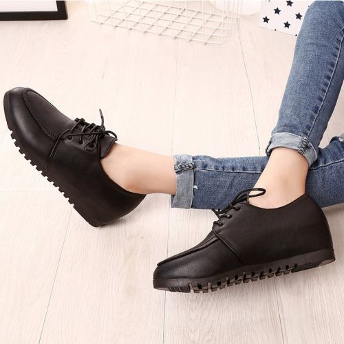Chaussures de printemps femme en PU ronde avec lacets - semelle caoutchouc Ref 995126