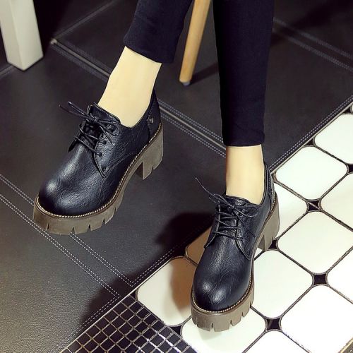 Chaussures de printemps femme en PU ronde avec lacets, étanche - semelle TPR Ref 995130