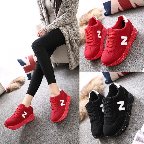 Chaussures de printemps femme en vache, Nubuck, ronde avec lacets, Modèles mélangées - loisir semelle caoutchou