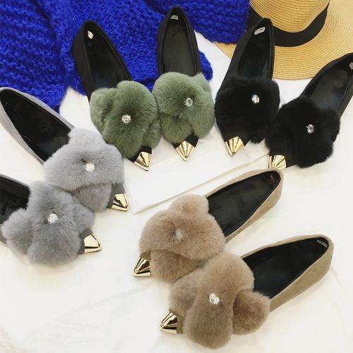 Chaussures de printemps femme en fibre Superfine S-GOOL pointu avec lacets, avec perles - loisir semelle caoutchouc Re