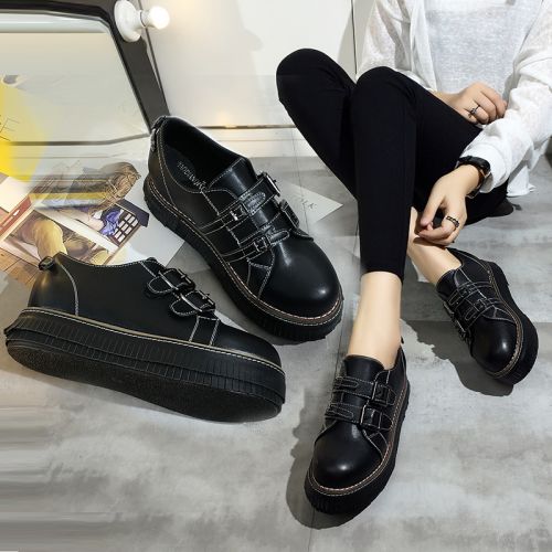 Chaussures de printemps femme en PU ronde ouverture profonde, moraillon, houppe, Génoise, étanche, boucle ceinture - seme