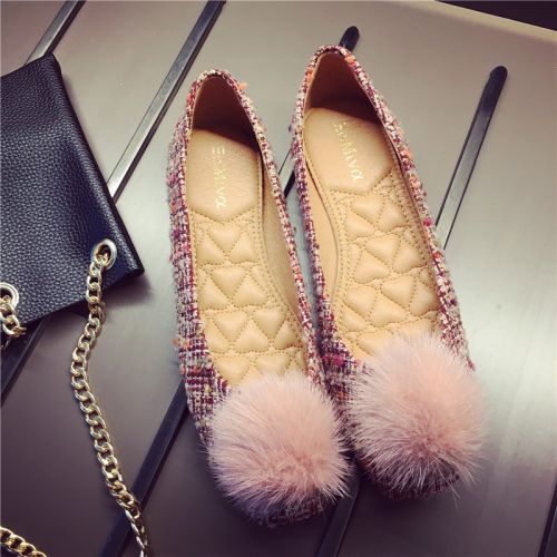 Chaussures de printemps femme en laine tête carrée ouverture profonde- semelle TPR - Ref 995188