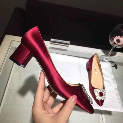 Chaussures de printemps femme en satin pointu ouverture profonde, avec perles, - Europe semelle TPR 