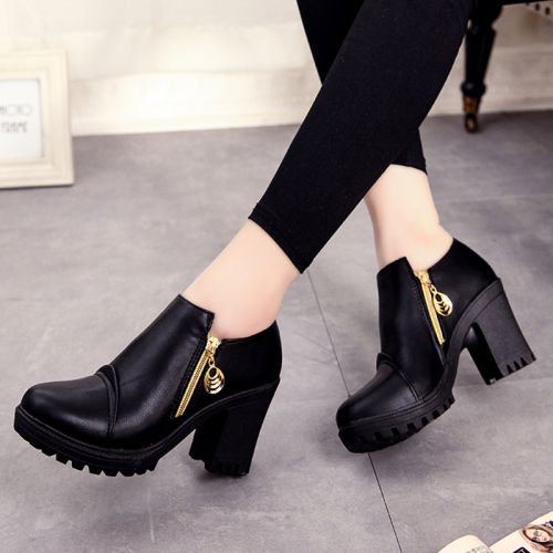 Chaussures de printemps femme en PU ronde étanche - Angleterre semelle caoutchouc Ref 995220