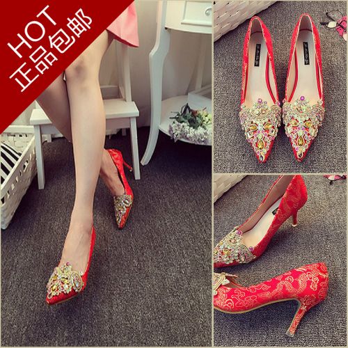 Chaussures de printemps femme en satin pointu avec perles - Ref 995229