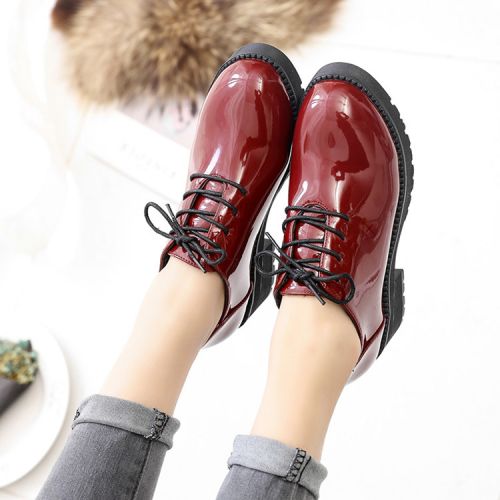 Chaussures de printemps femme en PU ronde avec lacets - semelle caoutchouc Ref 995237
