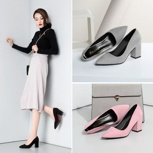 Chaussures de printemps femme en pointu ouverture profonde- semelle caoutchouc - Ref 995244