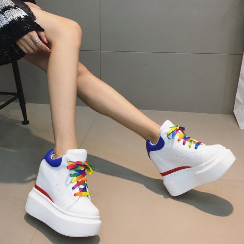 Chaussures de printemps femme en PU ronde avec lacets, Génoise - semelle polyuréthane Ref 995246