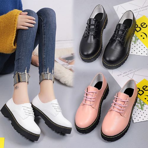 Chaussures de printemps femme en PU ronde avec lacets, Génoise, étanche - semelle caoutchouc Ref 995255