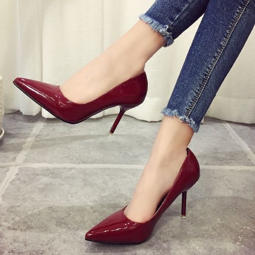 Chaussures de printemps femme en Manteau peinture pointu ouverture profonde- Europe - semelle caoutchouc Ref 995320