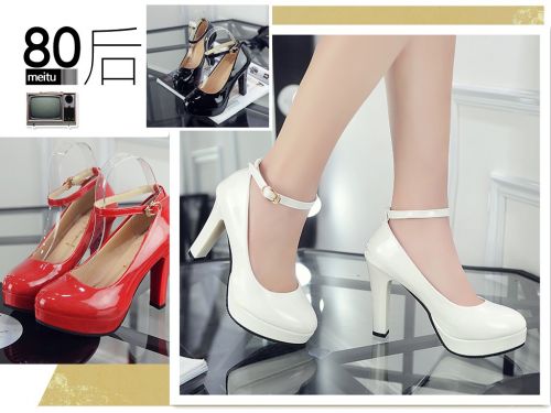 Chaussures de printemps femme en Manteau peinture ronde ouverture profonde, boucle ceinture - loisir semelle caoutch