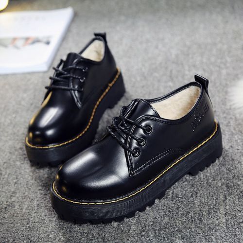 Chaussures de printemps femme en PU ronde avec lacets - semelle caoutchouc Ref 995435