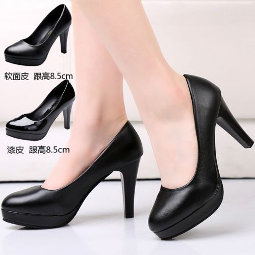 Chaussures de printemps femme en PU ronde ouverture profonde, avec perles, étanche - Commuter semelle caoutchouc Ref 99