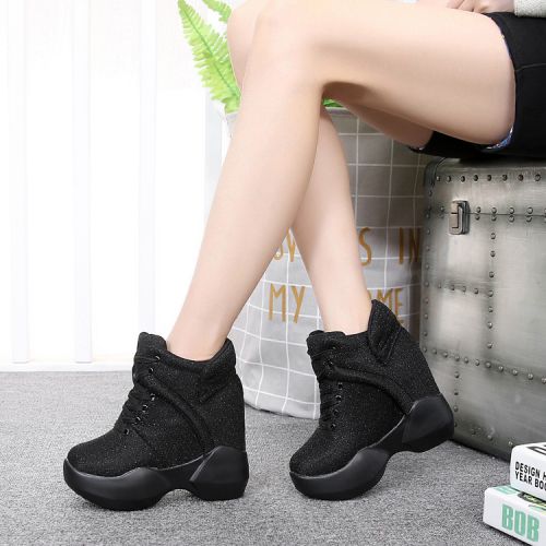 Chaussures de printemps femme en tissu Sequin ronde Modèles mélangées, Wedges, Génoise, étanche - semelle polyuréthane Ref 995
