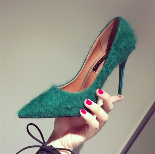 Chaussures de printemps femme en fibre Superfine pointu ouverture profonde- Europe - semelle caoutchouc Ref 995485